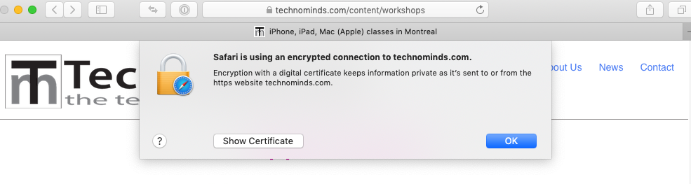 show certificate in safari